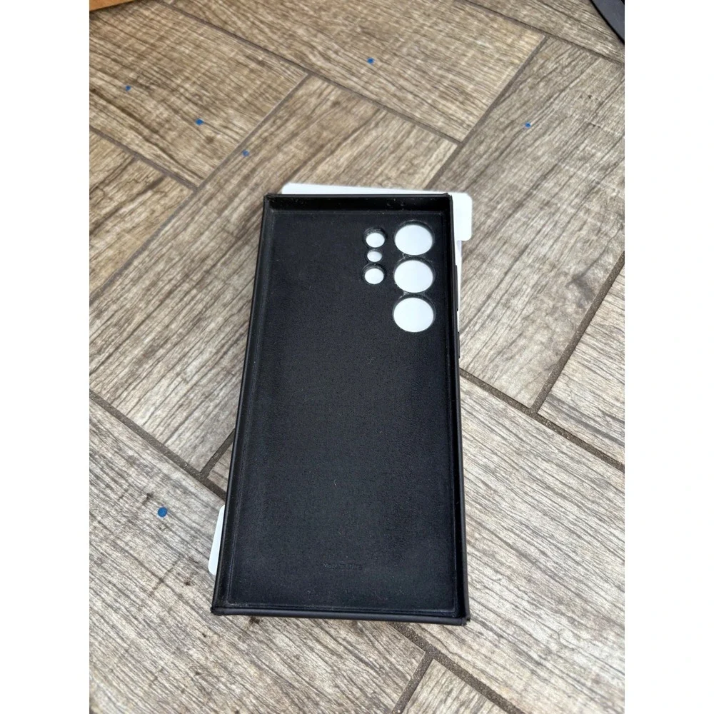 Vegan Leather Black Phone Case for Samsung Galaxy S24 Ultra